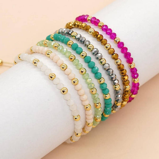 CRYSTAL GOLD BEADED HAND-WOVEN BRACELET