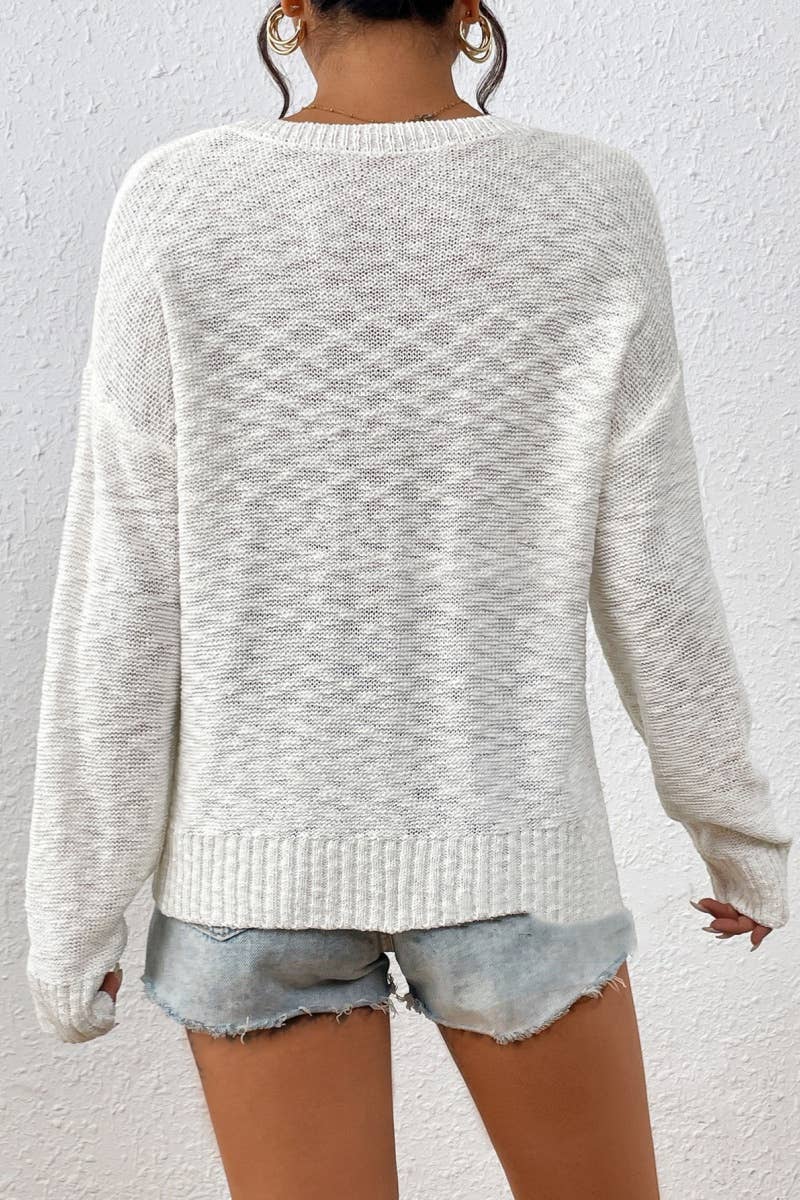 CWOSWL6516_INDEPENDENCE DAY LETTER LONG-SLEEVED SWEATER