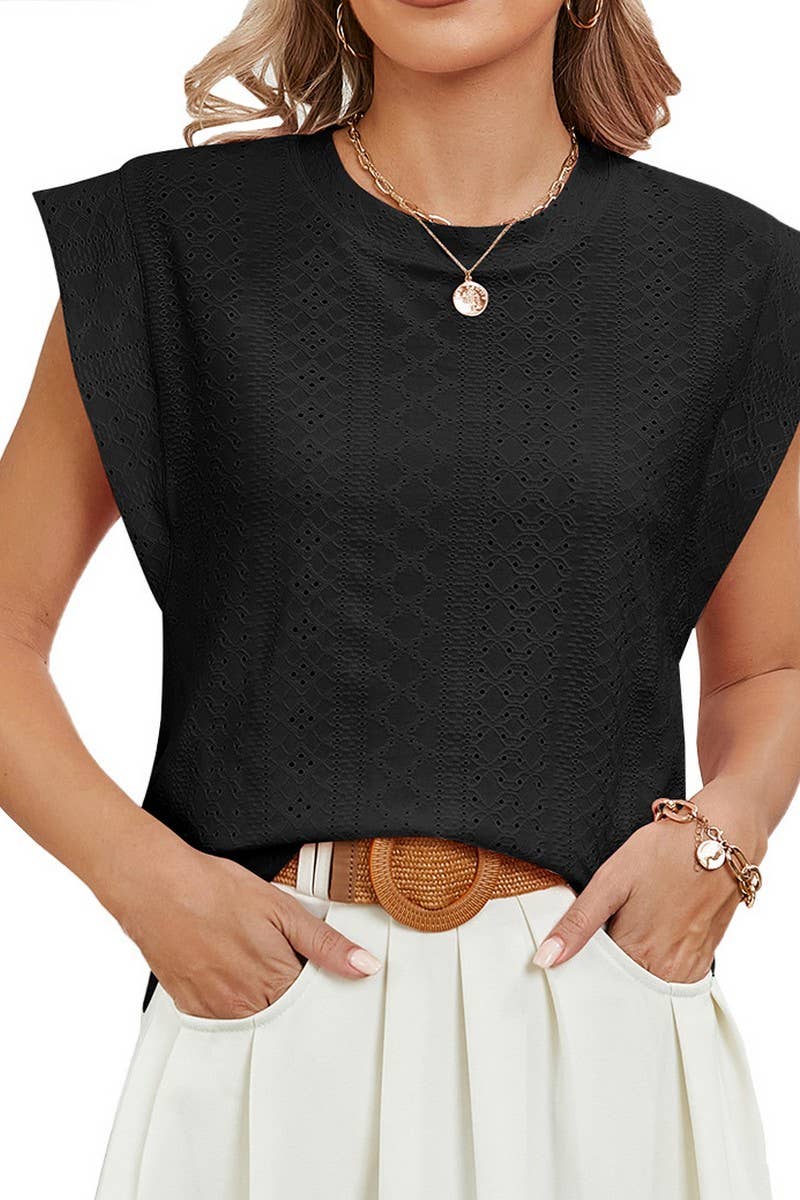 CWTBLS0861_ROUND NECK RAGLAN SLEEVE SOLID COLOR CASUAL TOP