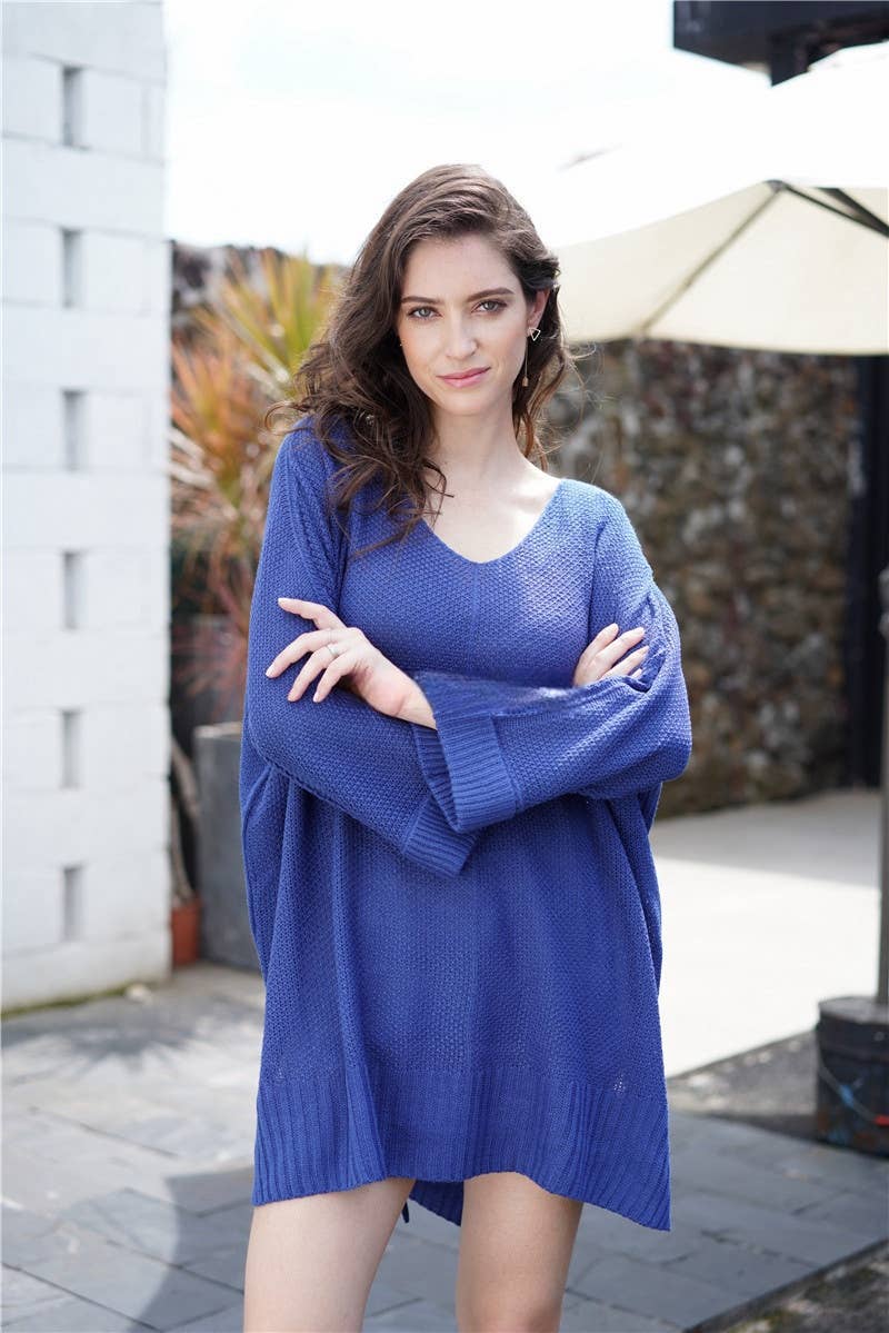 CWOSWL1417_V-Neck Long Sleeve Pullover Sweater