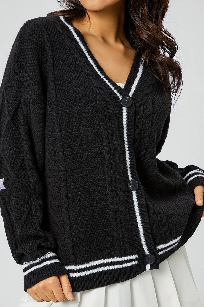 CWOCAL1794_SINGLE BREASTED KNIT EMBROIDERED CARDIGAN