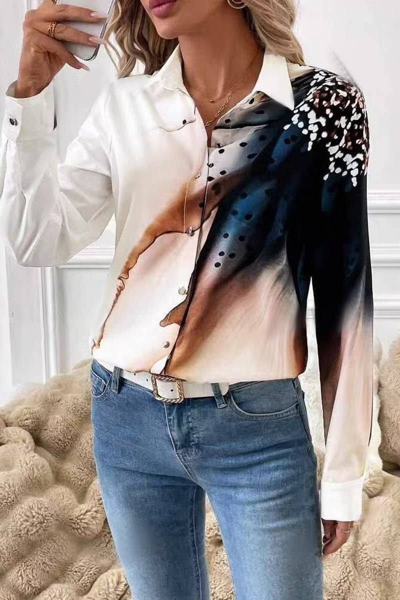 CWTBLL3872_FASHION PRINTED LONG SLEEVE BLOUSE