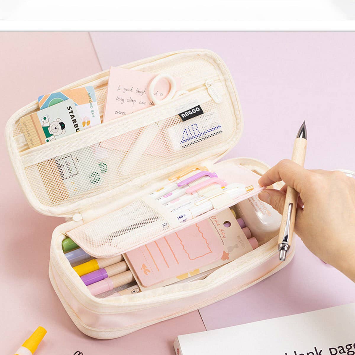 MACAROON COLOR MATCHING LARGE CAPACITY PENCIL CAS