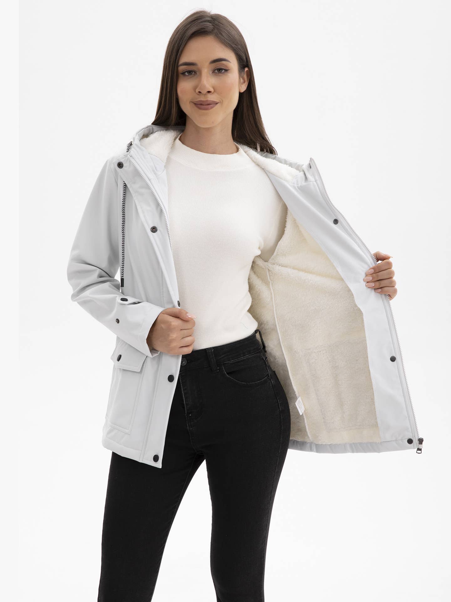 Composite fleece waterproof hooded windbreaker