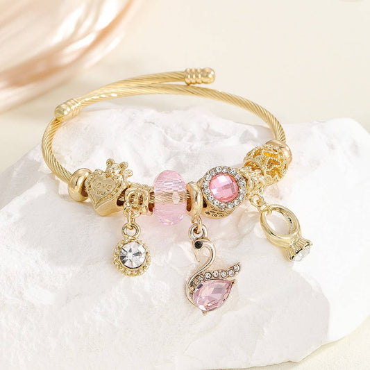 Trendy Stainless Steel Bracelet with Heart Charm