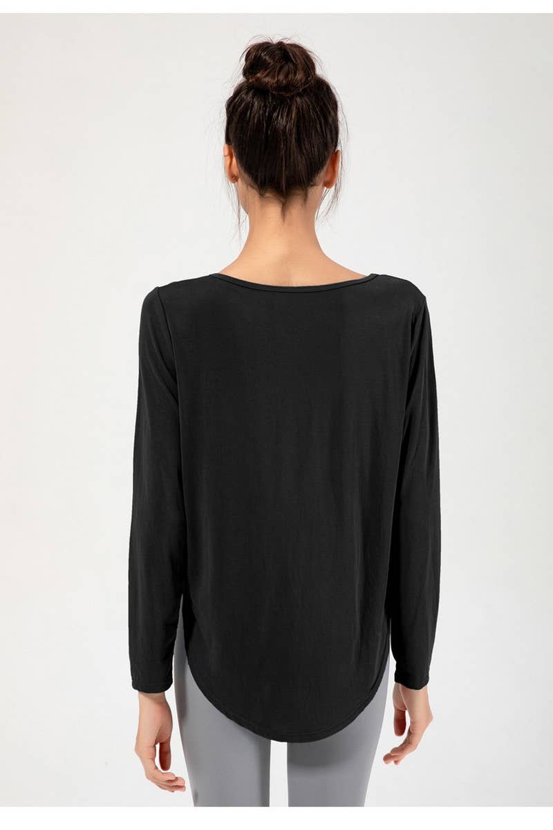 CWTBLL2941_LOOSE LONG SLEEVE YOGA WEAR FITNESS COVER UP