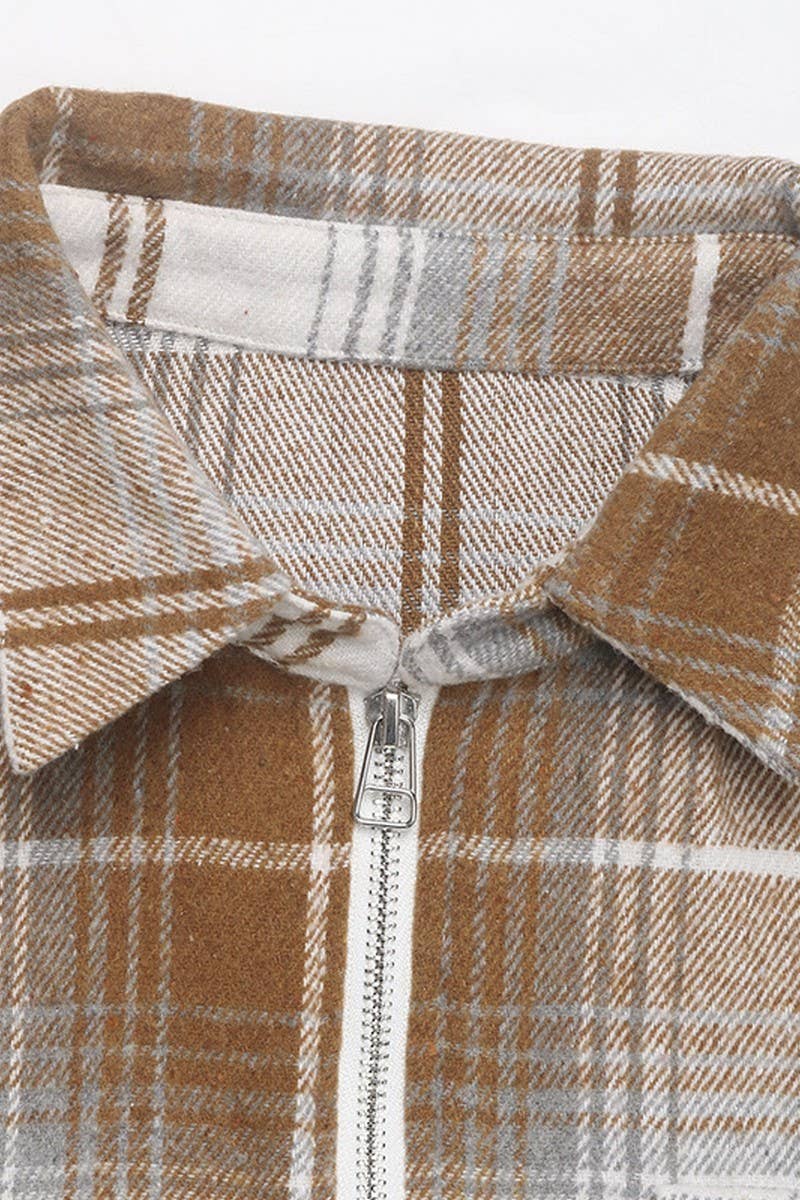 CWTBLL3739_RETRO LOOSE CASUAL AUTUMN AND WINTER PLAID TOP