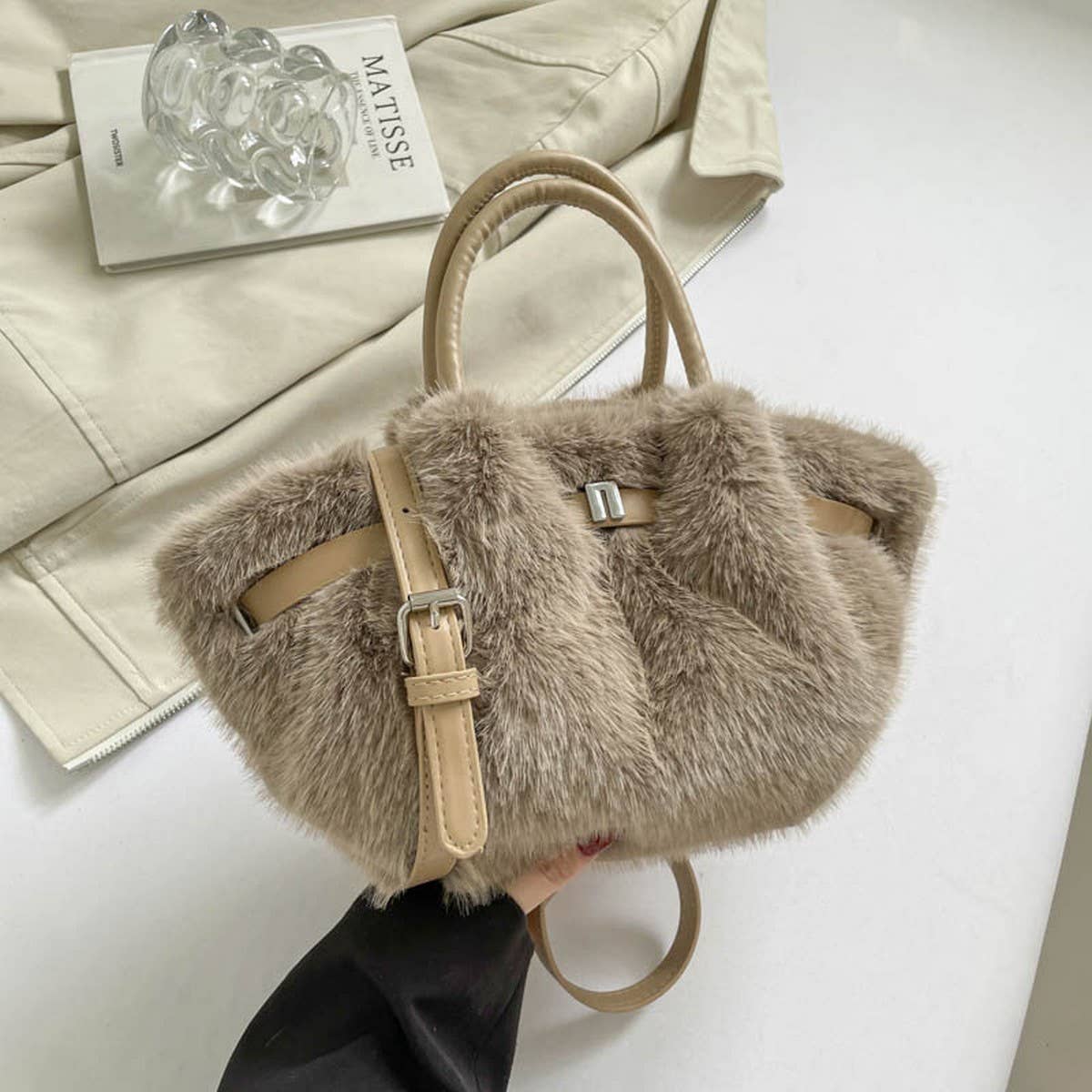 Fluffy Rabbit Fur Bag Korean Handbag Crossbody_CUAB00599