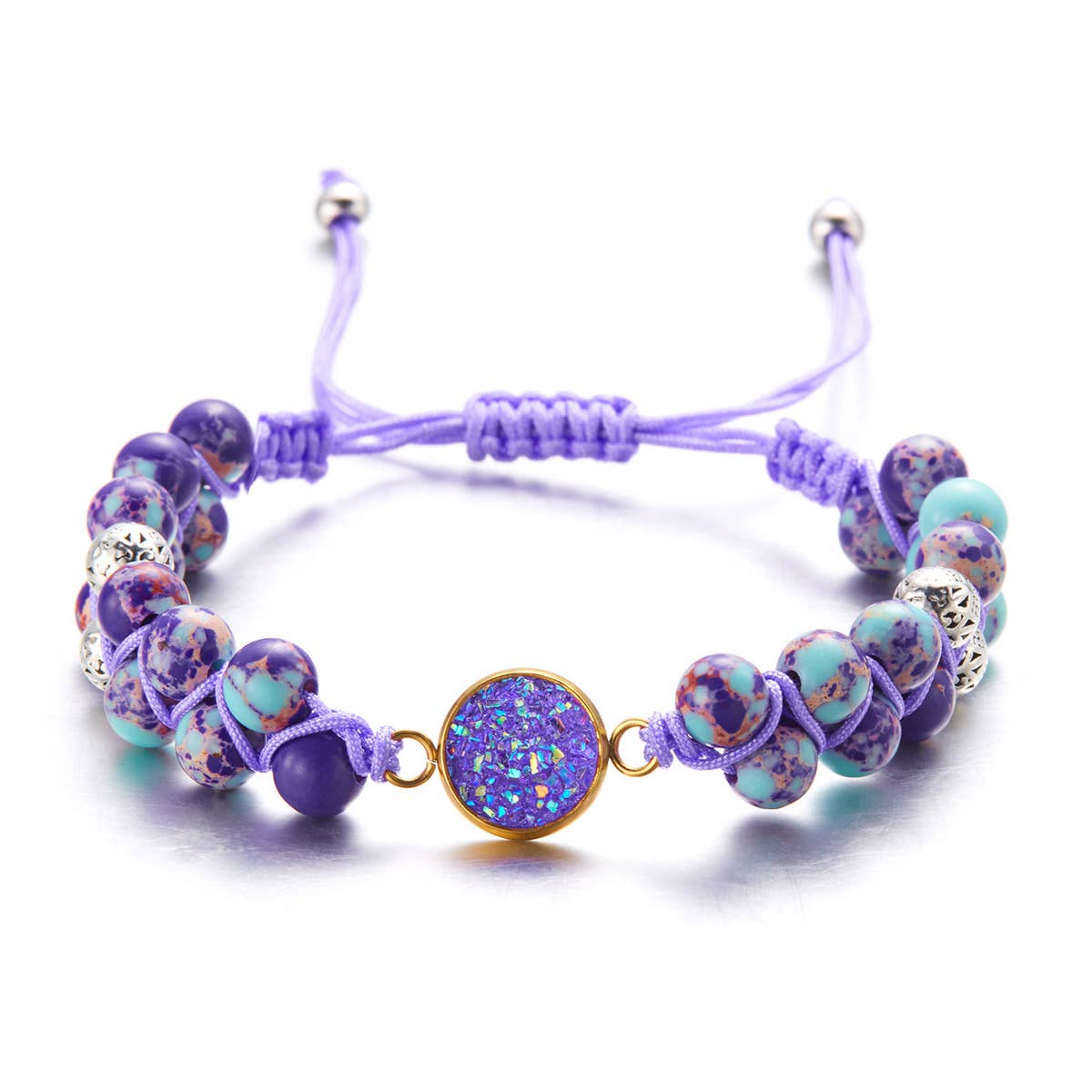 HAND WOVEN ROUND STONE BRACELET