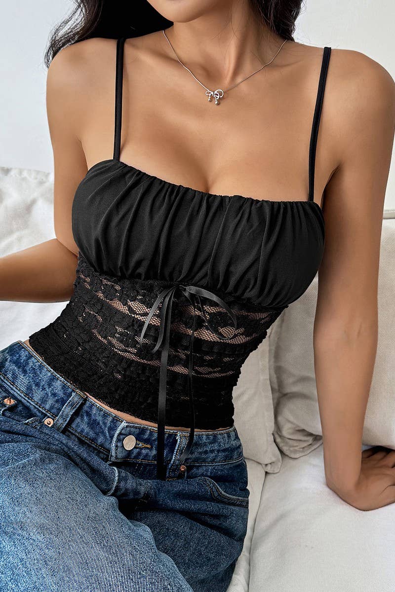 CWTTK0965_SEXY SLIM FIT LACE TRIM SOLID CAMI CROP TOP