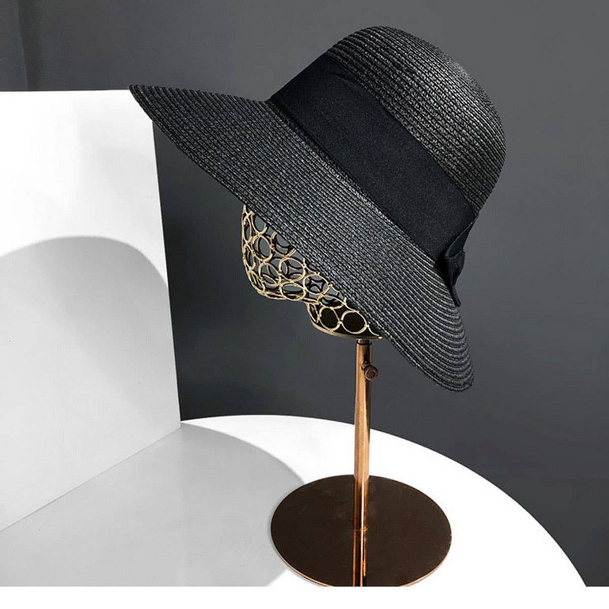 Summer Literary Bow Sunshade Straw Hat_CWAH3434