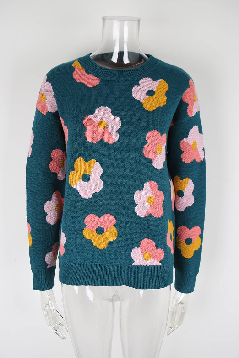 Color-blocked round-neck fashion knitted sweater