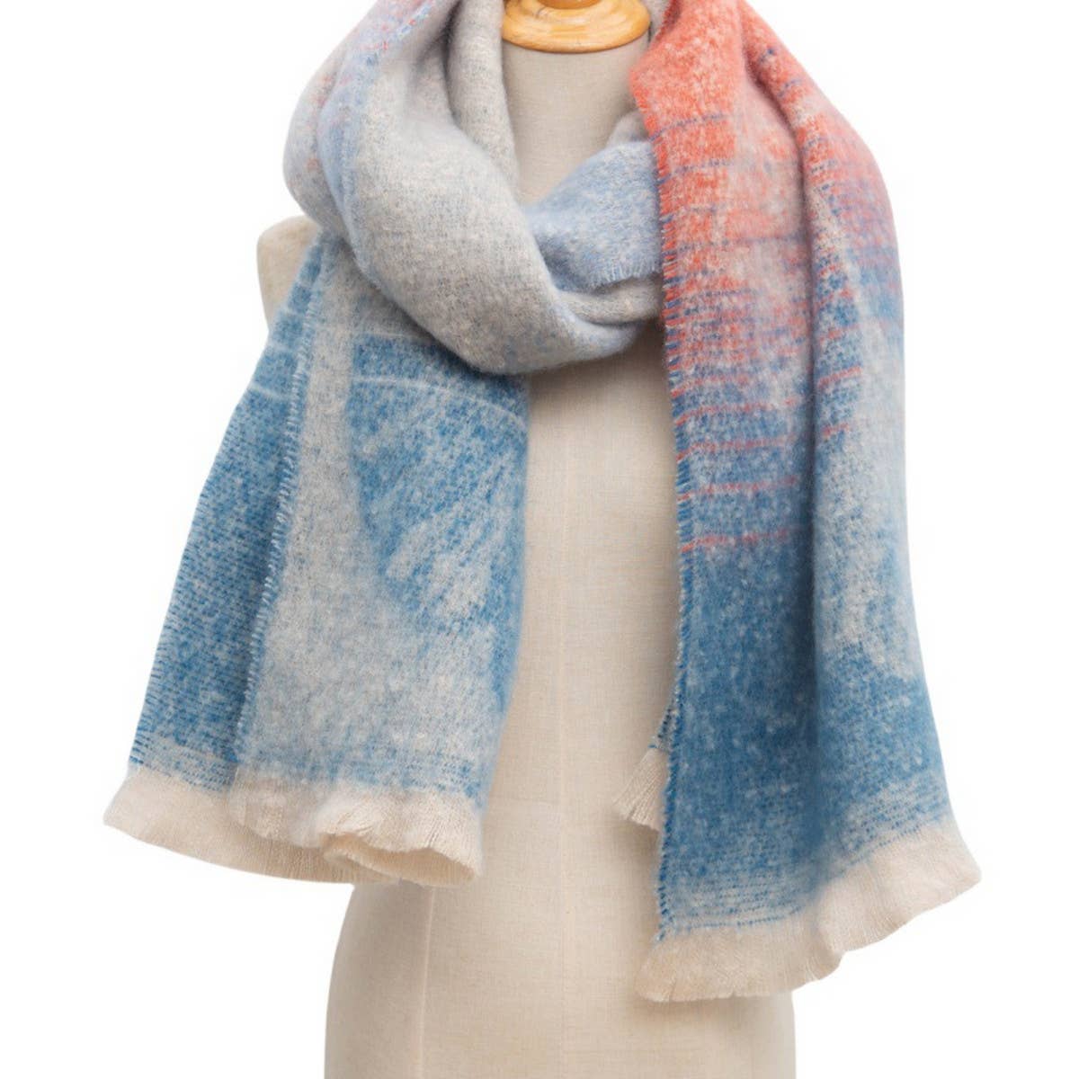 Ginkgo Jacquard Scarf ? Loop Yarn Fringe Winter