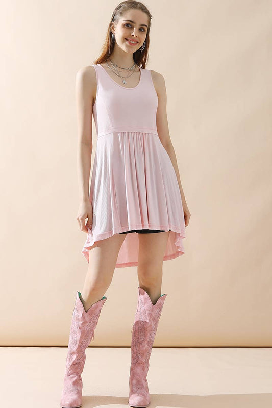 CWTTSL202_SCOOP NECK SLEEVLESS RUFFLE LONG TOP