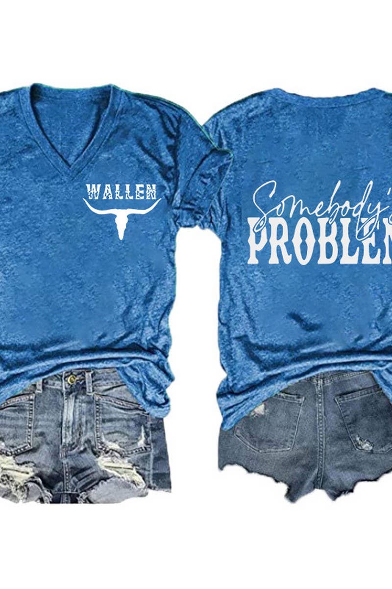 CWTTS1055_DOUBLE SIDED PRINTED V NECK SHORT SLEEVED T SHIRT