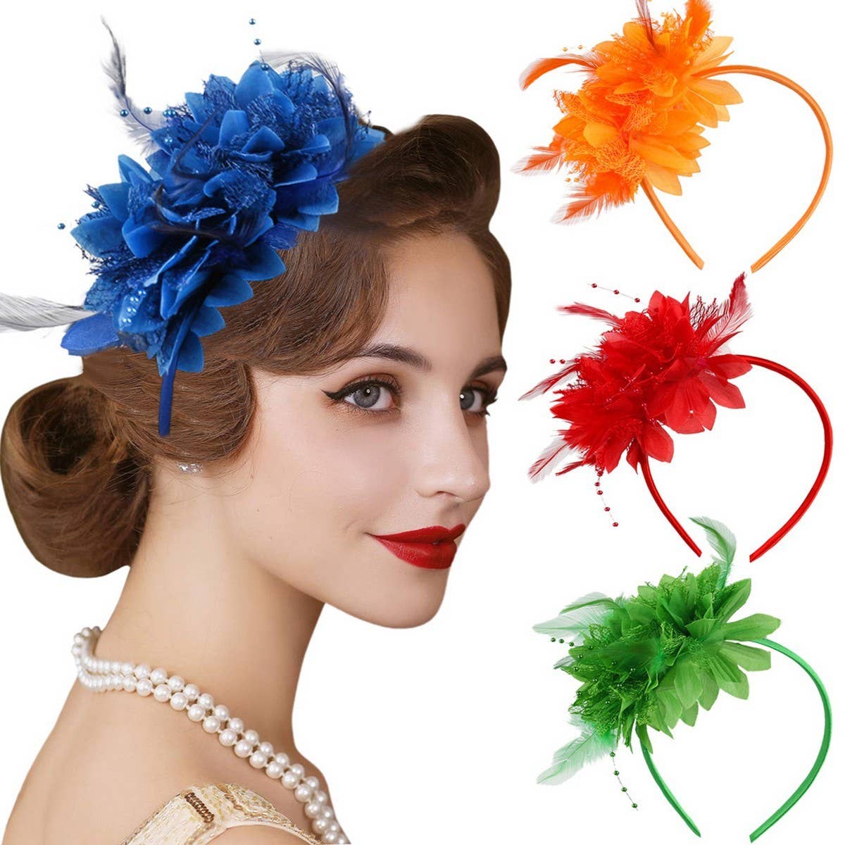 CWAHA07153_FEATHER FLOWER HEADBAND FOR  PERFORMANCE