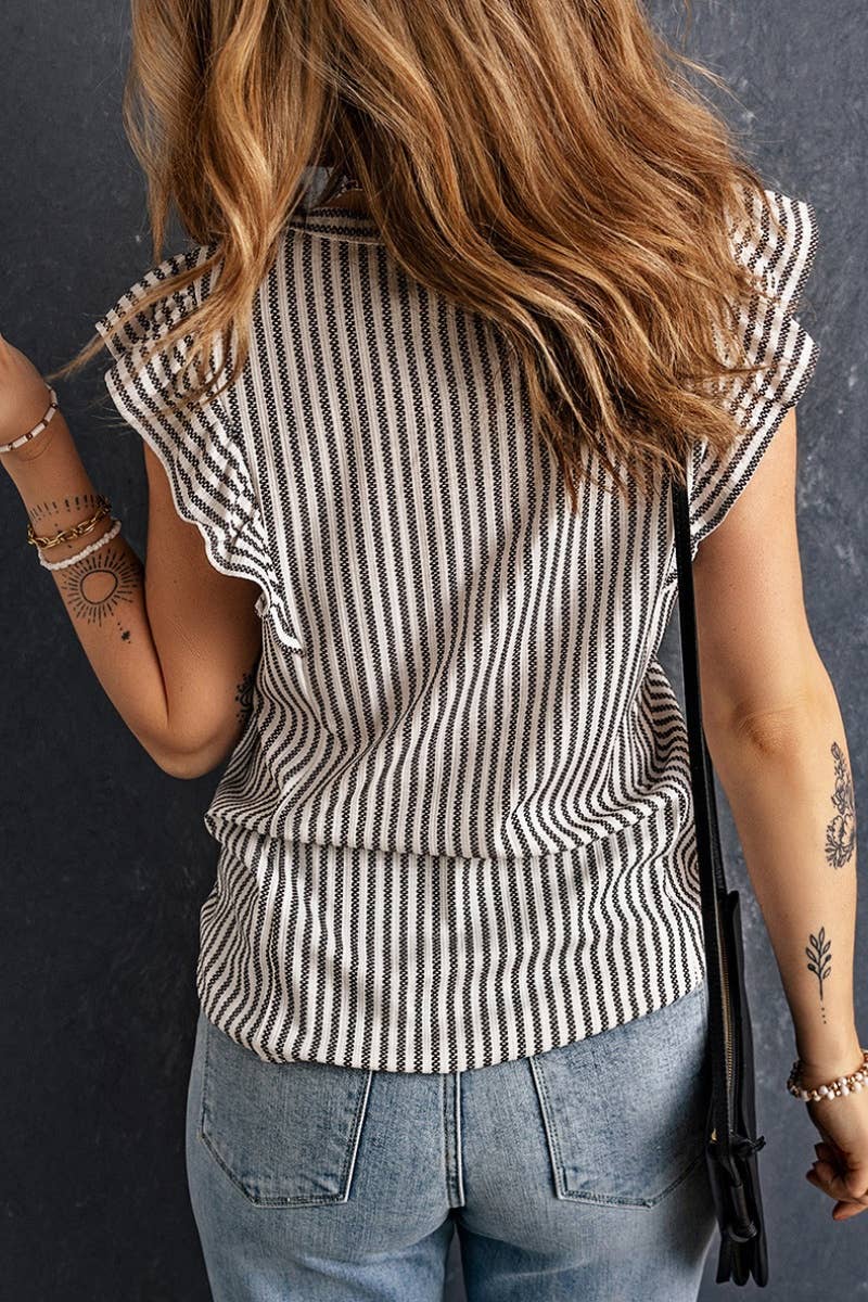CWTBLSL0476_RUFFLED CREW NECK SLEEVELESS STRIPED TANK TOP