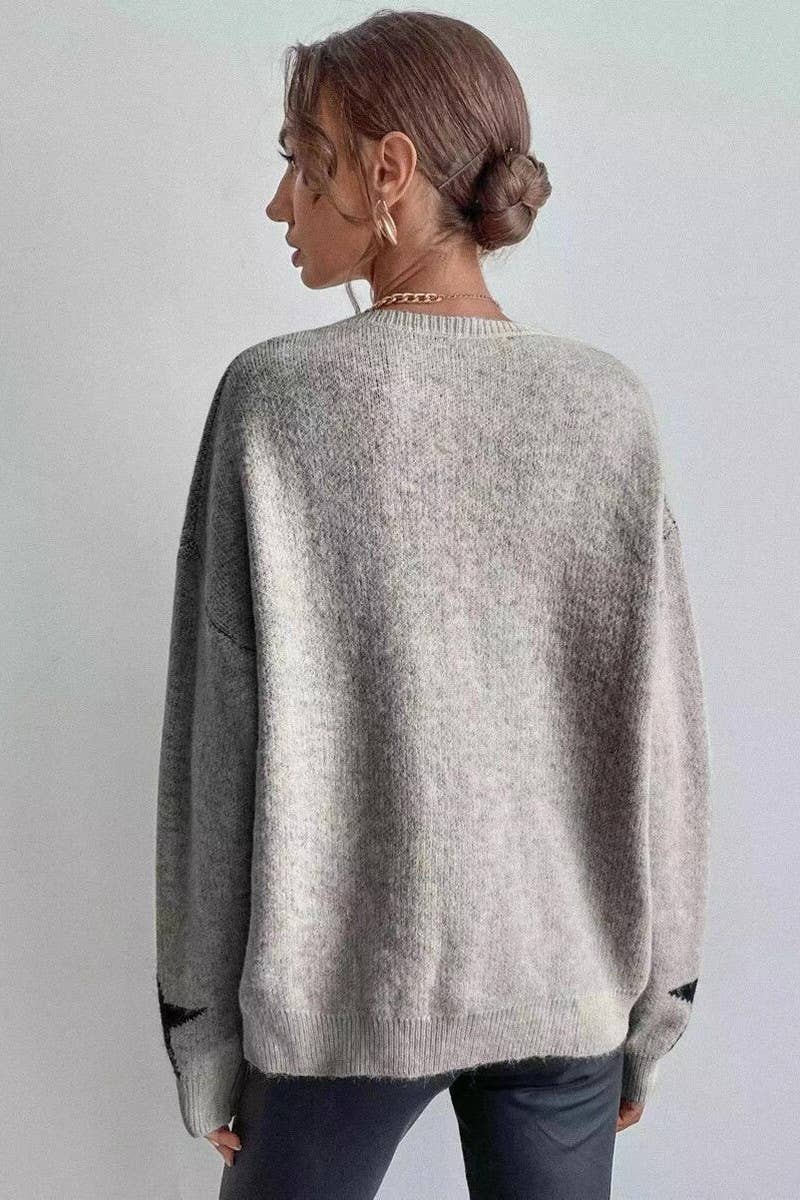 CWOSWL6262_LONG SLEEVE PULLOVER CREWNECK RIBBED KNIT SWEATER