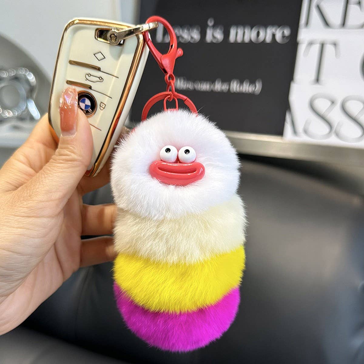 UGLY AND CUTE CATERPILLAR BAG PENDANT CAR KEYCHAIN