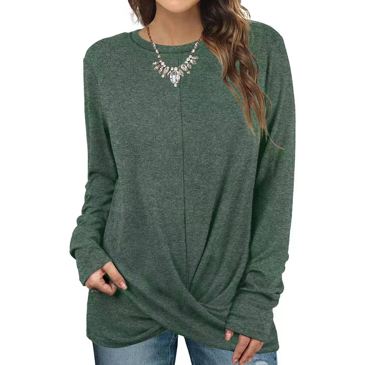 CREW-NECK LONG-SLEEVED SWEATSHIRT KNOTTED T-SHIRT