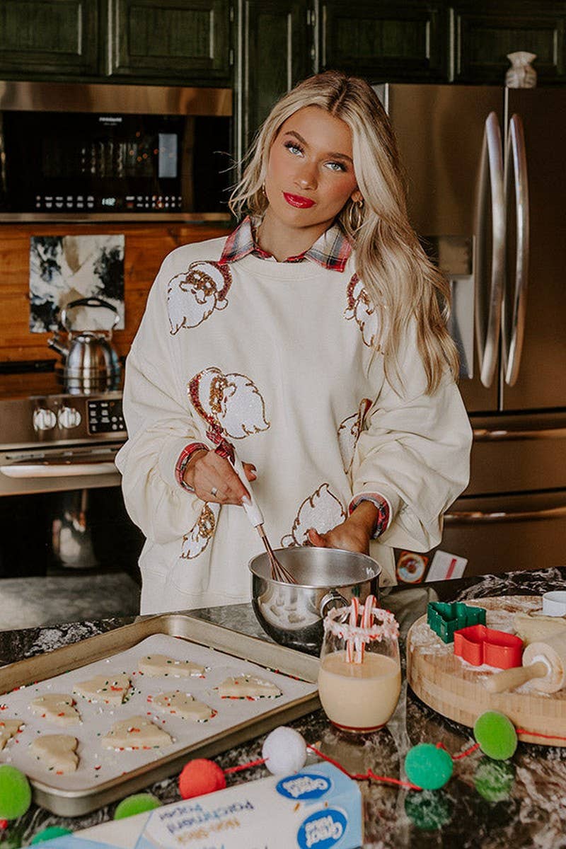 CWTBLL01242_SEQUIN SANTA CLAUS CHRISTMAS SWEATSHIRT