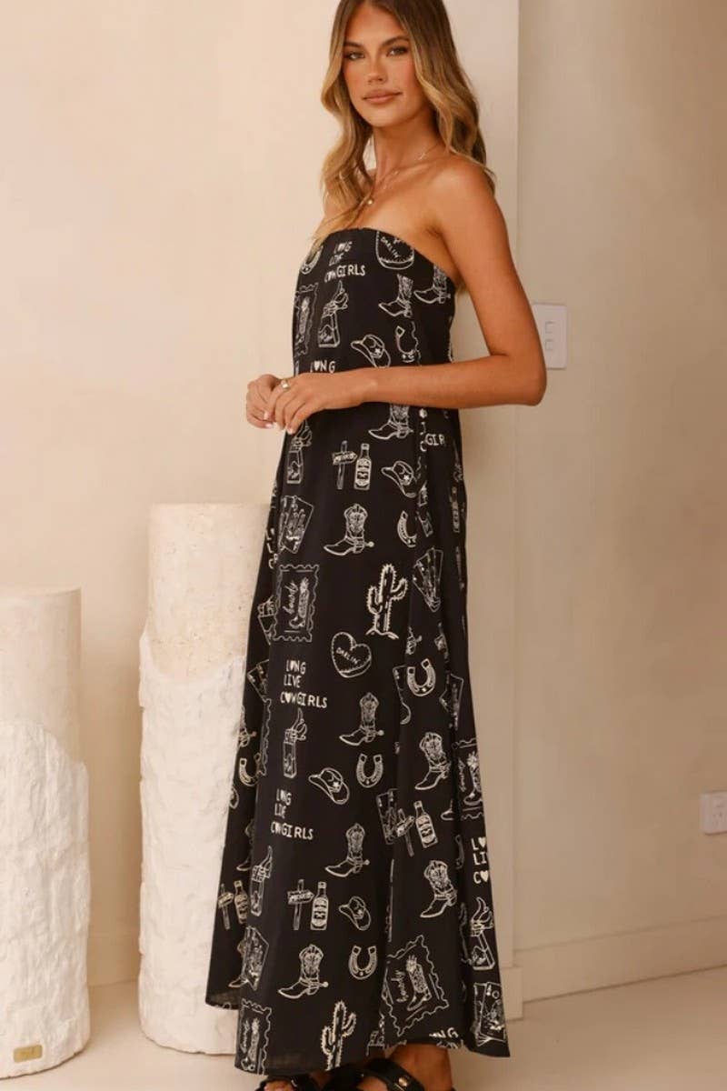 CWDMD5925_SUMMER NEW TUBE TOP A-LINE LONG DRESS FOR WOMEN