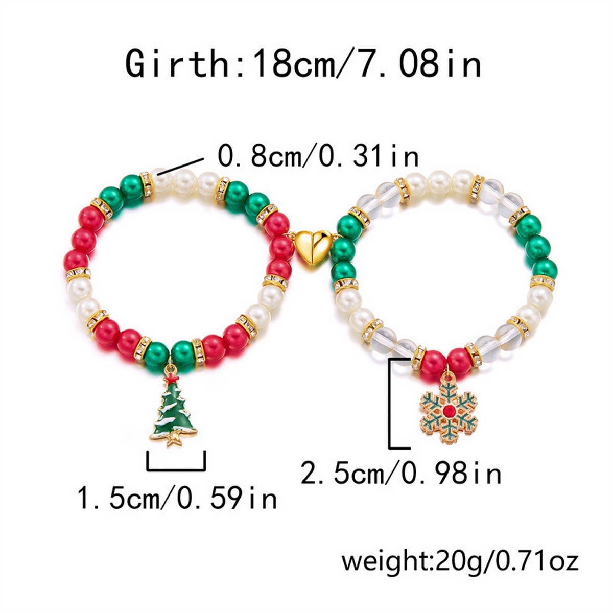 CHRISTMAS SNOWFLAKE PENDANT MAGNETIC BRACELET
