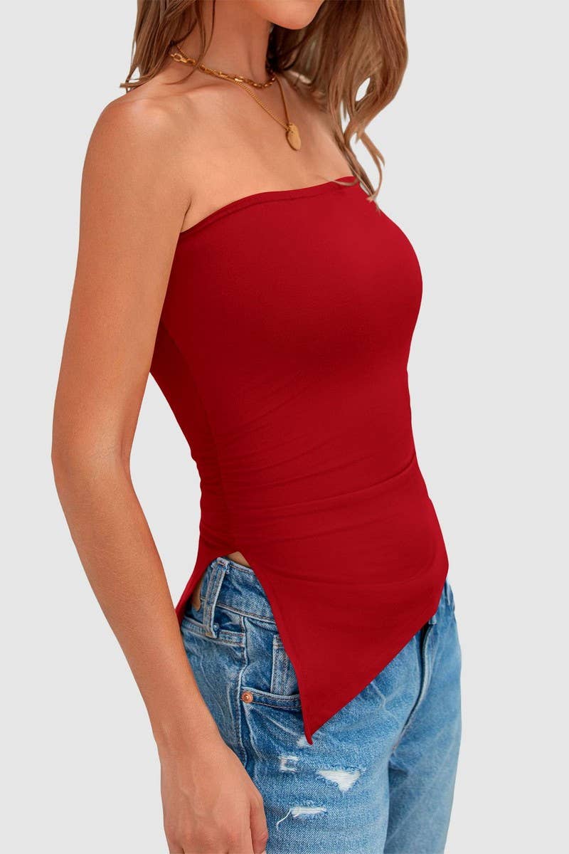 CWTTSL0330_SUMMER HOT GIRL PLEATED IRREGULAR TUBE TOP SEXY T