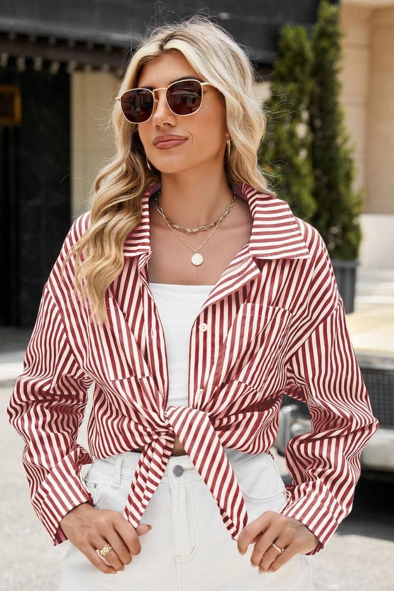 CWTSTL2231_STYLISH STRIPED POCKET LONG-SLEEVED SHIRT