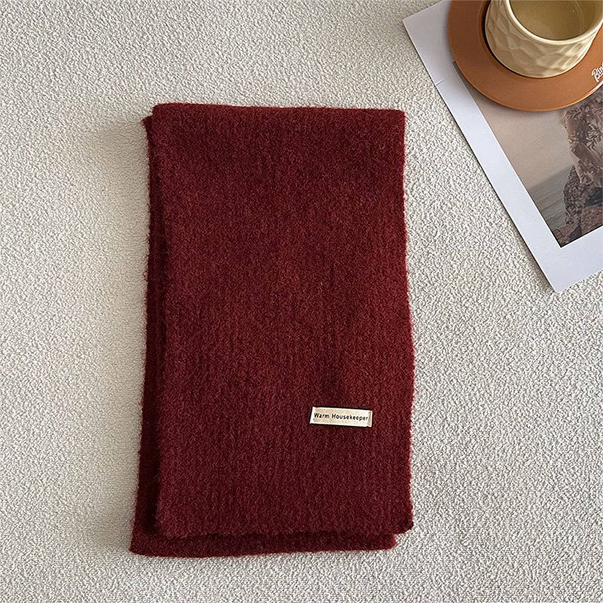 Winter solid wool blend scarf - soft and versatile