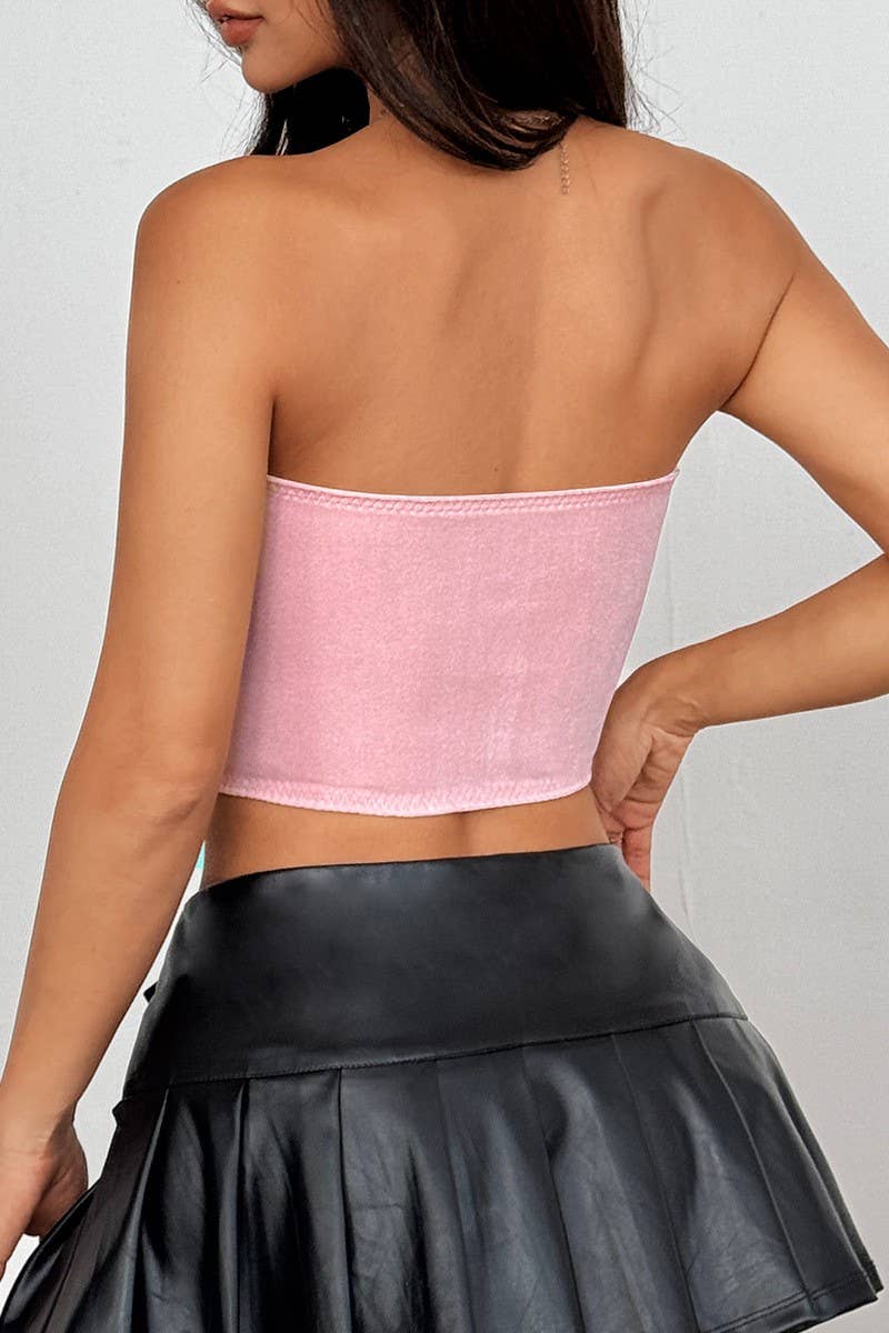 CWTTT0048_VELVET AND PEARL STRAPLESS HERRINGBONE TOP