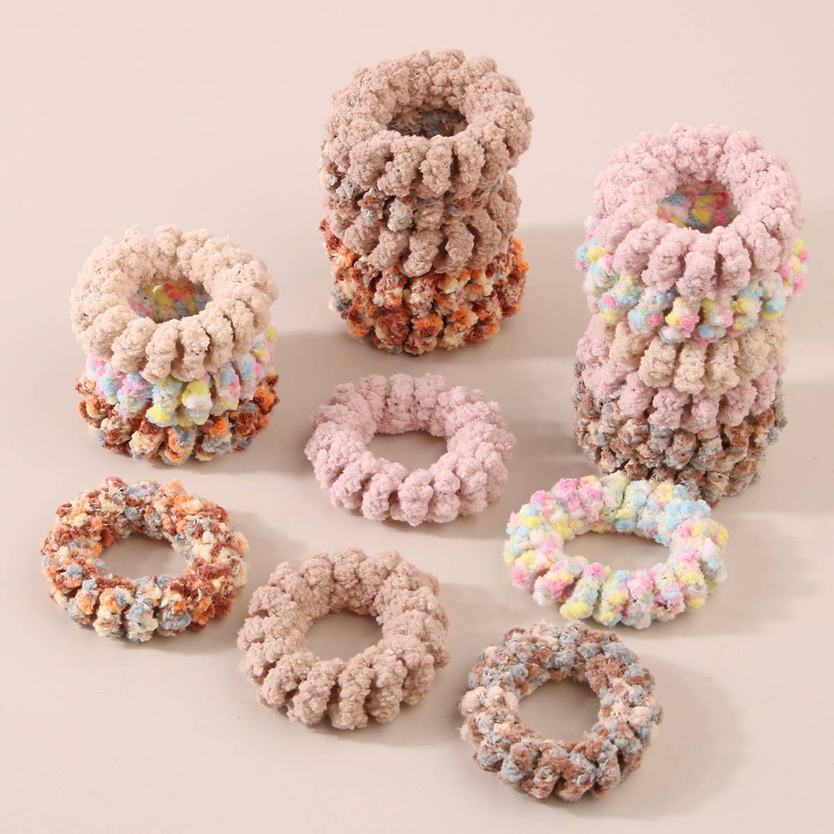 CWAHA07439_FUZZY TELEPHONE CORD HAIR TIE FOR WOMEN