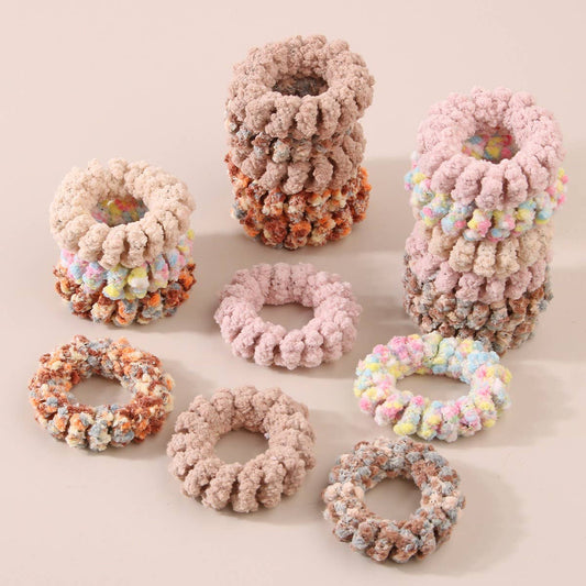 CWAHA07439_FUZZY TELEPHONE CORD HAIR TIE FOR WOMEN