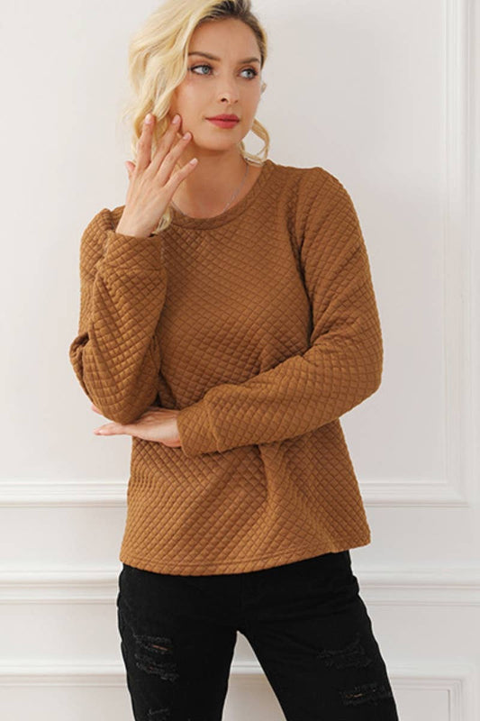 CWTBLL3054_SOLID COLOR LOOSE BASE LONG SLEEVE TOP