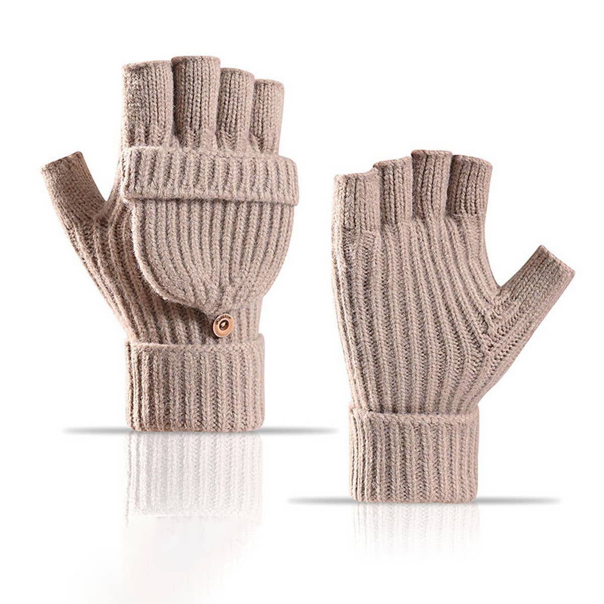 CWAG00588_UNISEX WINTER KNIT FLIP TOP FINGERLESS GLOVES
