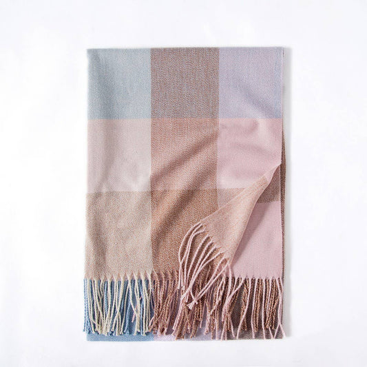 WINTER THICK WARM SHAWL KNIT LARGE PLAID SCARF
