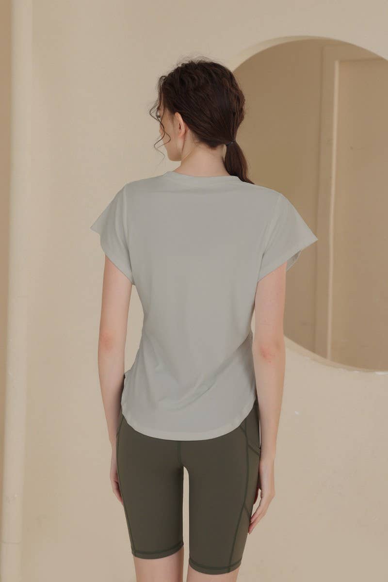 CWTSTS0394_ROUND NECK SHORT SLEEVE FITNESS YOGA TOP