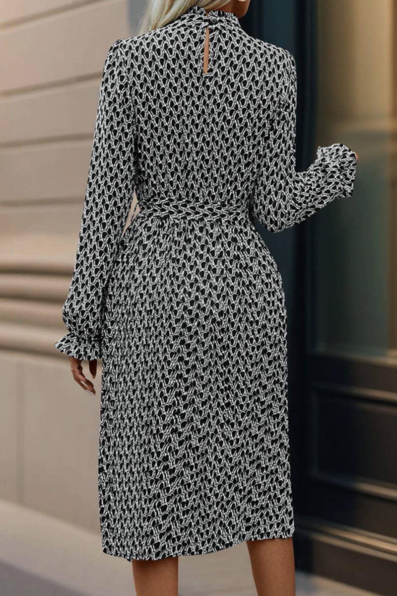 CWDMD4864_NEW GEOMETRIC PRINT DRESS FOR SPRING AND AUTUMN