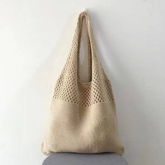 CWAB4568_HOLLOW KNIT LARGE CAPACITY SHOULDER TOTE BAG