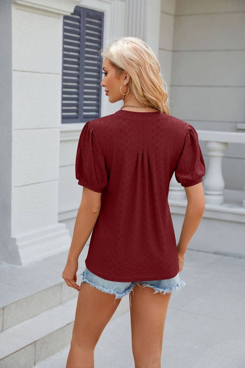 CWTTS0836_Round Neck Short Sleeve Knit Top