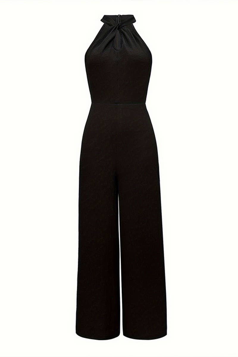CWSBSSL0132_TEMPERAMENT SOLID COLOR HALTER NECK JUMPSUIT