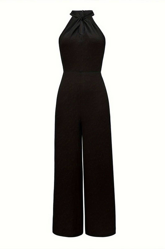 CWSBSSL0132_TEMPERAMENT SOLID COLOR HALTER NECK JUMPSUIT