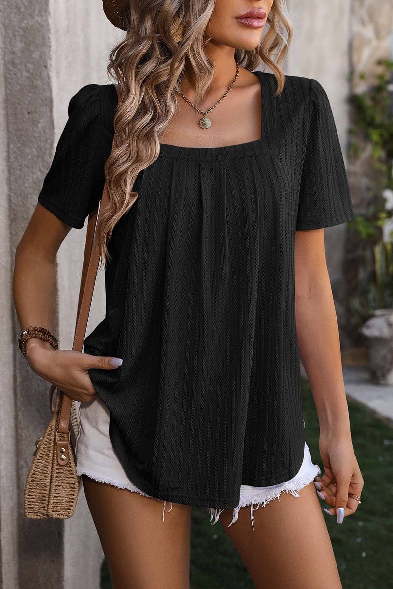 CWTTS0776_Sweetheart Neck Shirt Sleeve Top