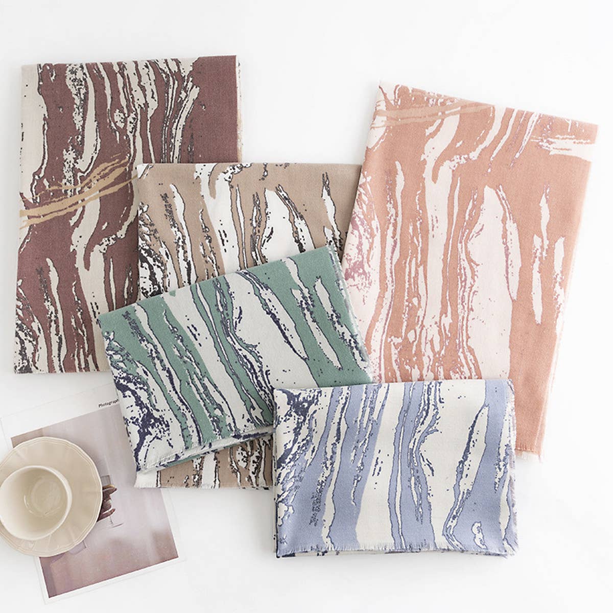 Marble Stripe Scarf ? Soft Winter Wrap