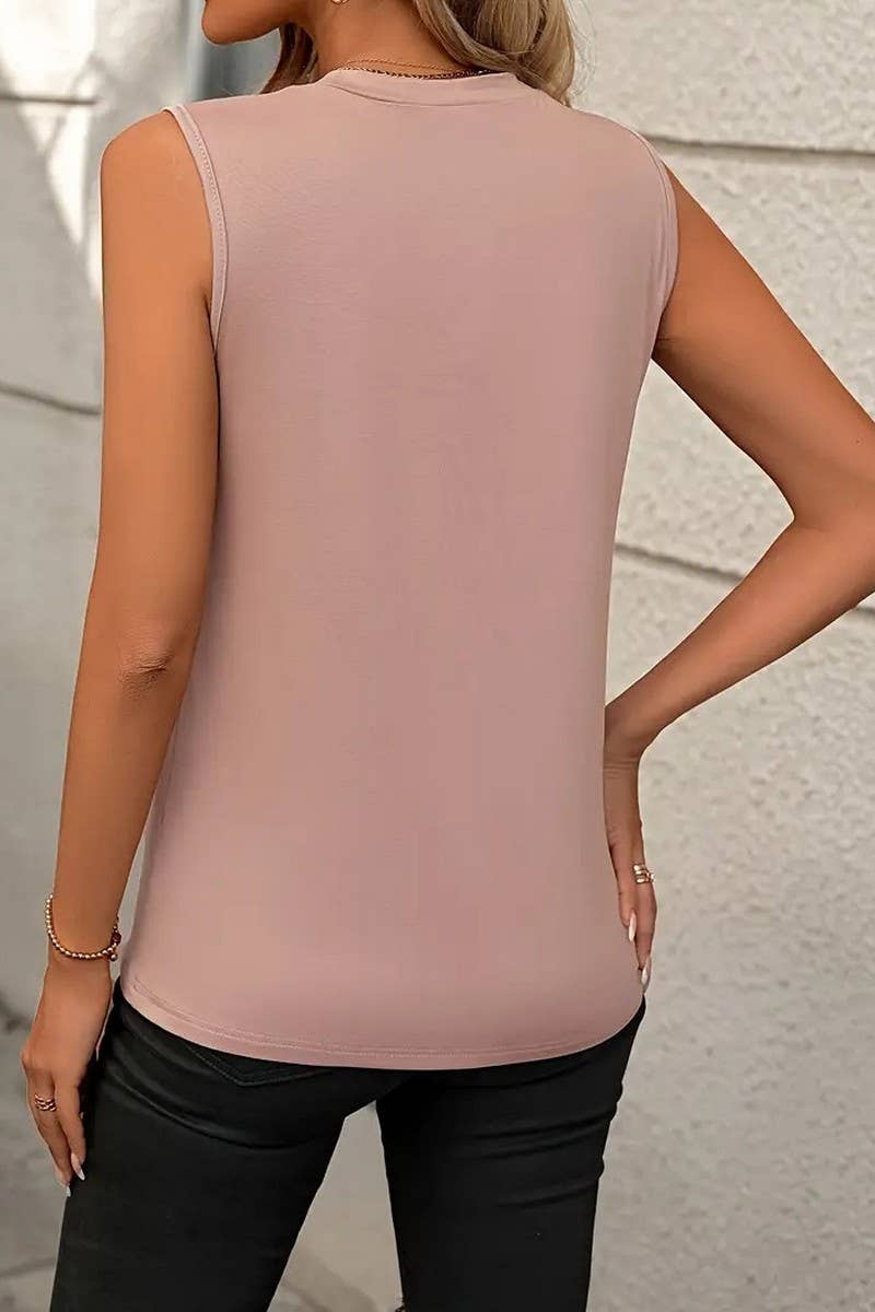 CWTTS1296_ROUND NECK SLEEVELESS LOOSE FIT T-SHIRT TOP