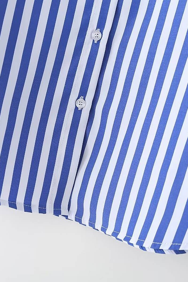 CWTSTL1523_LAPEL CASUAL LONG SLEEVE STRIPED SHIRT