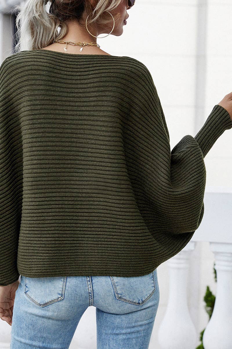 CWTTL1072 Oversized Long Sleeve Crew Neck Pullover Sweater