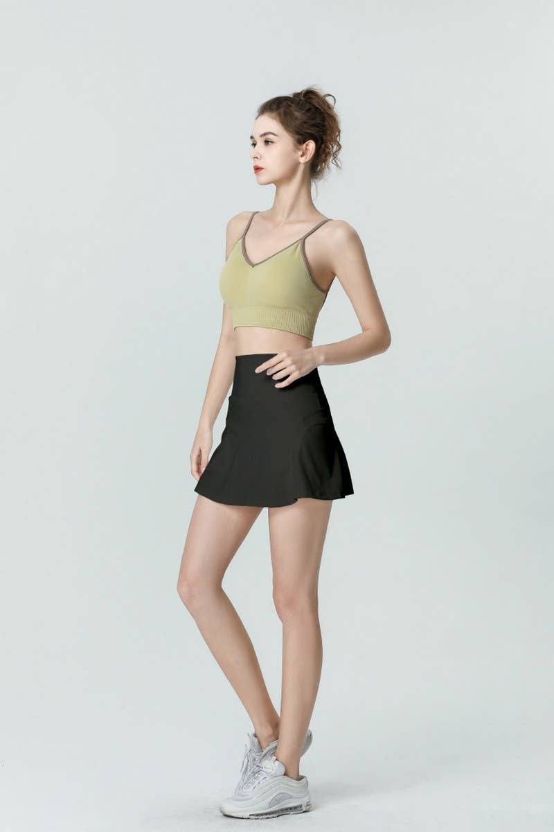 CWBSS0305_HIGH WAIST FAKE TWO PIECE SPORTS YOGA SKIRT