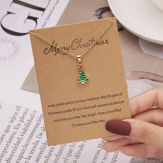 CWAJE2559_CHRISTMAS OIL PAPER CARD NECKLACE