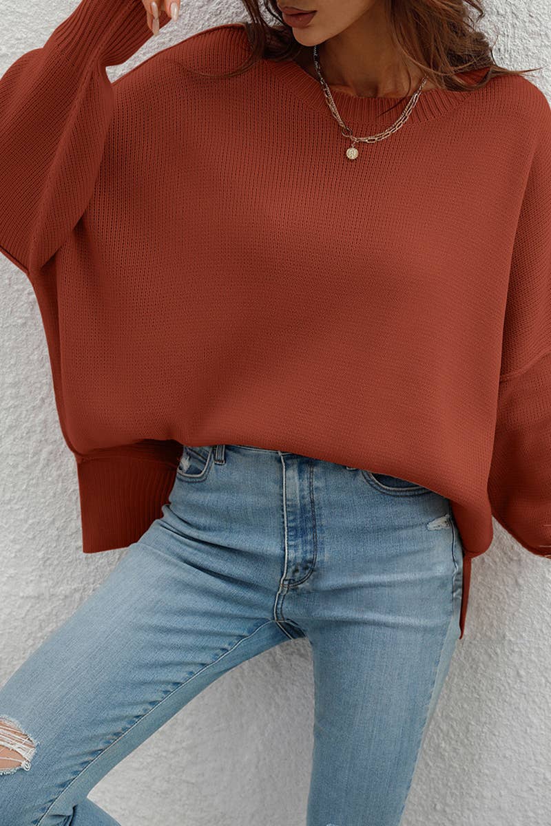 CWOSWL610 Oversized Long Sleeve Crew Neck Pullover Sweater
